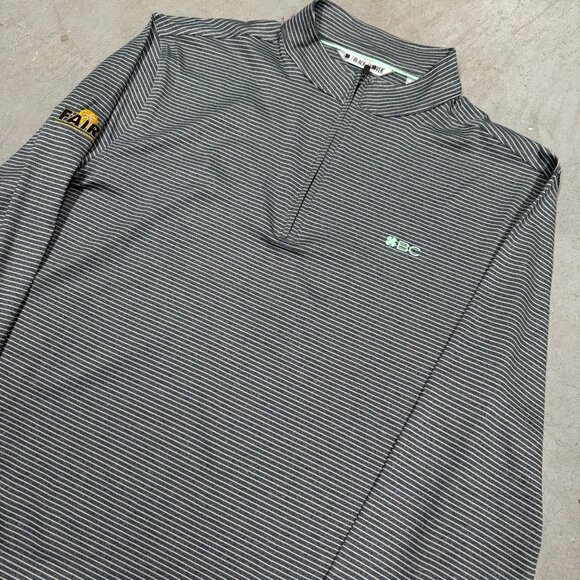 Black Clover Long Sleeve Golf Shirt 1/2 Zip Striped Blue Stretch Large - Picture 3 of 9